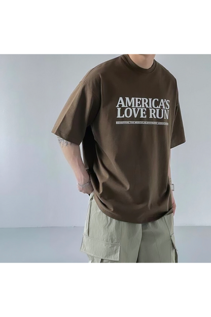 AMERICA'S LOVE RUN 簡約T恤