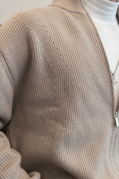 織紋高領針織外套